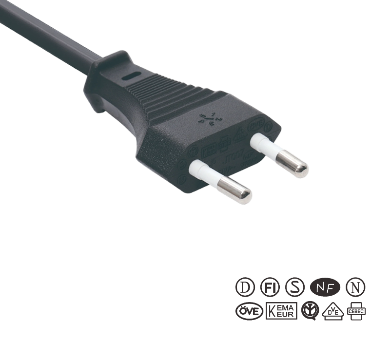JT007/FY001 2,5A 250V Evropská standardní dvoukolíková zástrčka